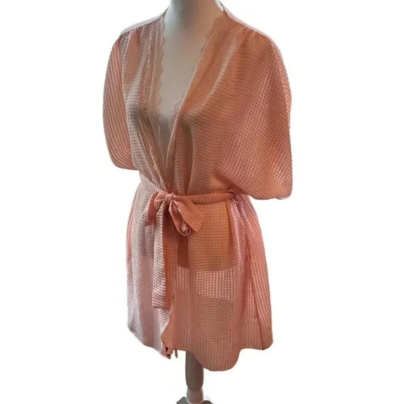 DELICATES vintage robe baby pink waffle texture size medum - Picture 3 of 5